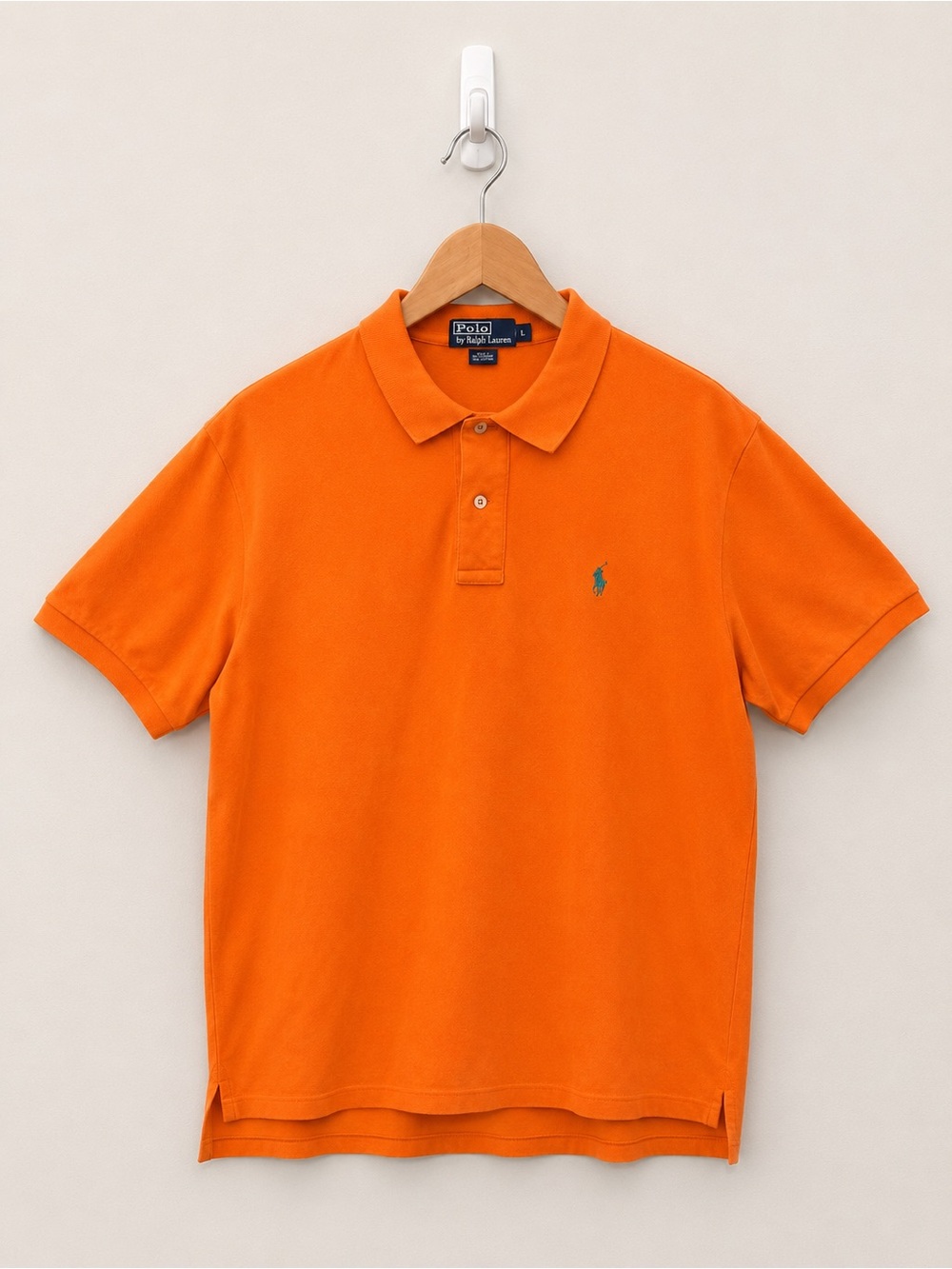 Vintage Polo Ralph Lauren Men’s Orange Polo Shirt Large 100% Cotton Classic Fit